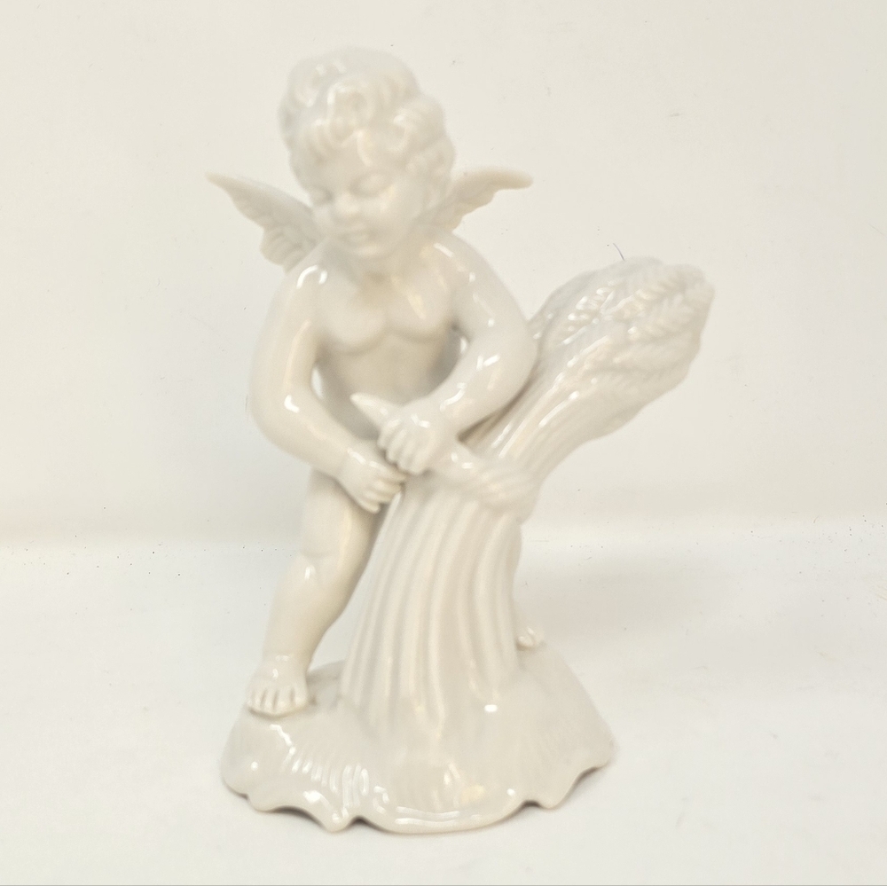 Vtg Dresden bisque porcelain autumn angel cherub figurine‎ germany four seasons